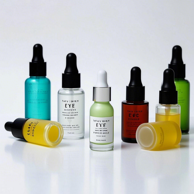 Assorted serum dropper bottles, illustrative