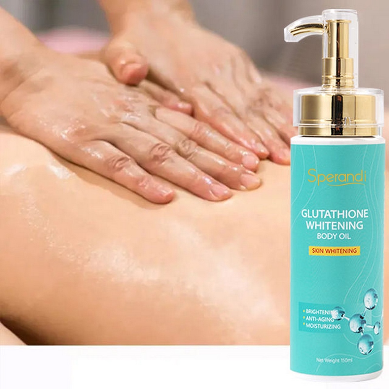 Body oil bottle with application shot, illustrative